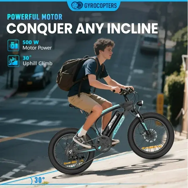 Thumbnail: Zapphire E-Bike 42V 10Ah Lithium, Up to 91km Range, 20x3 Fat Tires