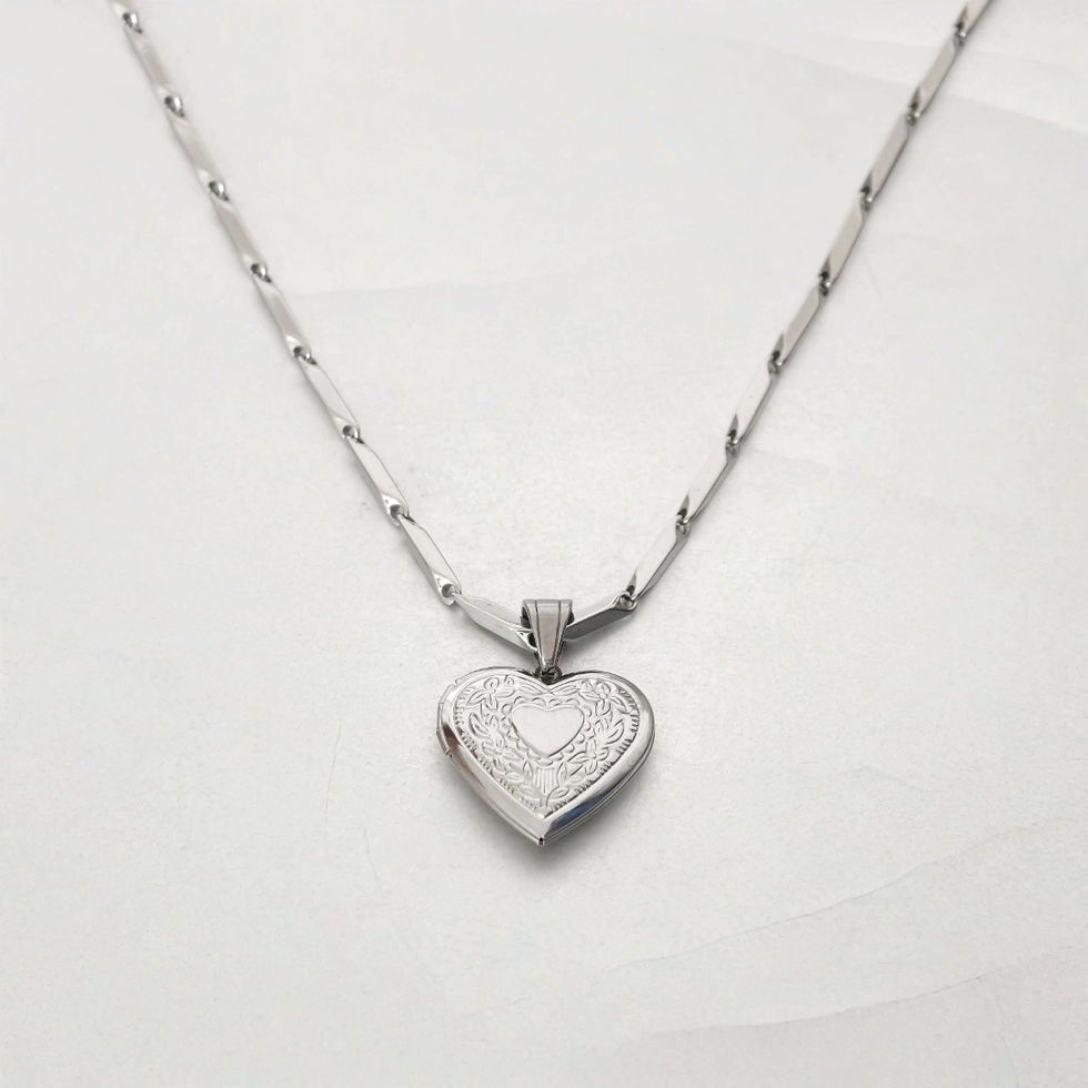 Thumbnail: Romantic Heart Locket Pendants Female Gold Silver Color Stainless Steel Memorial