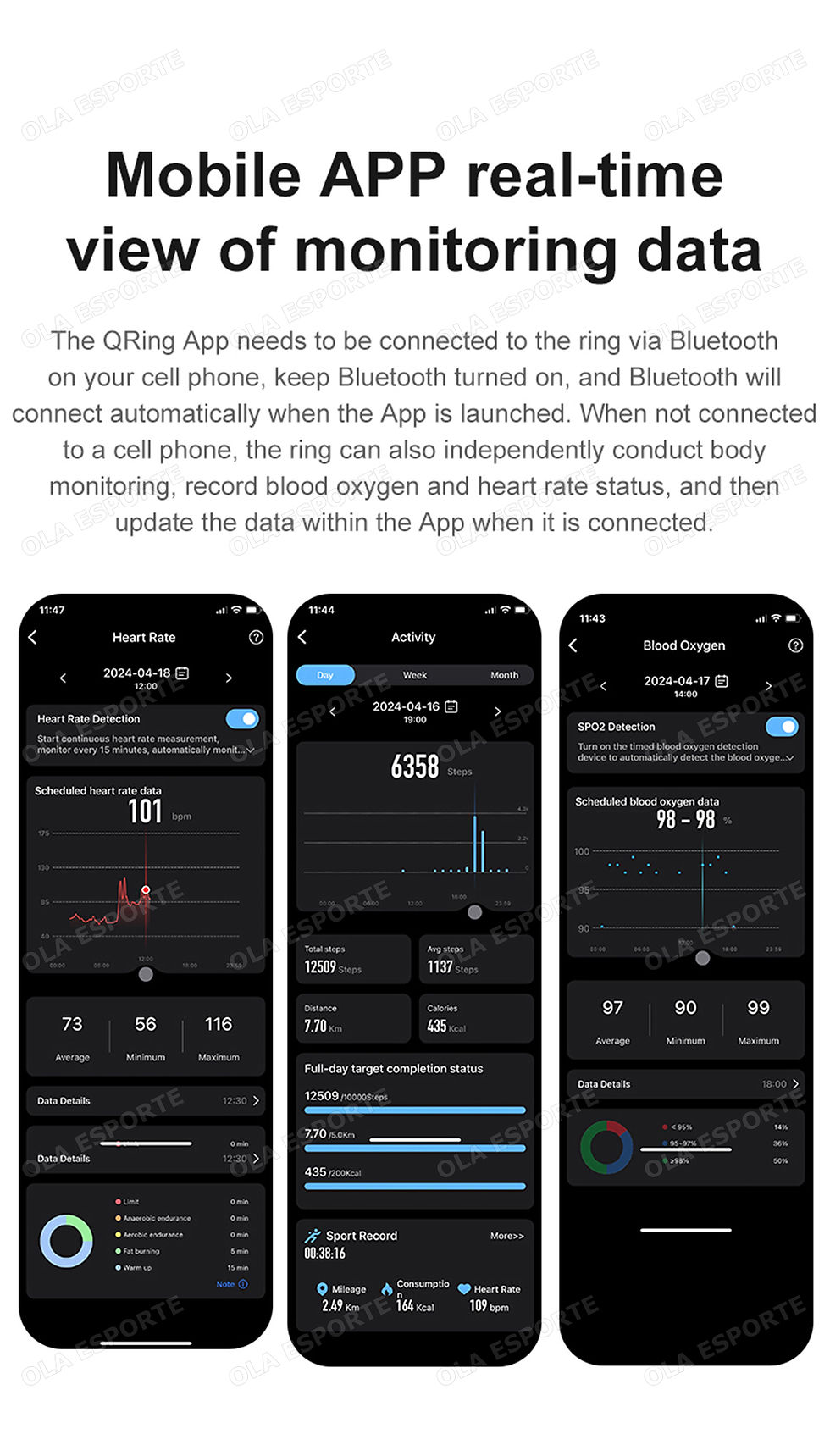 Thumbnail: Smart Couple Ring Bluetooth Connection Multiple Sports Modes Pedometer Fitness R