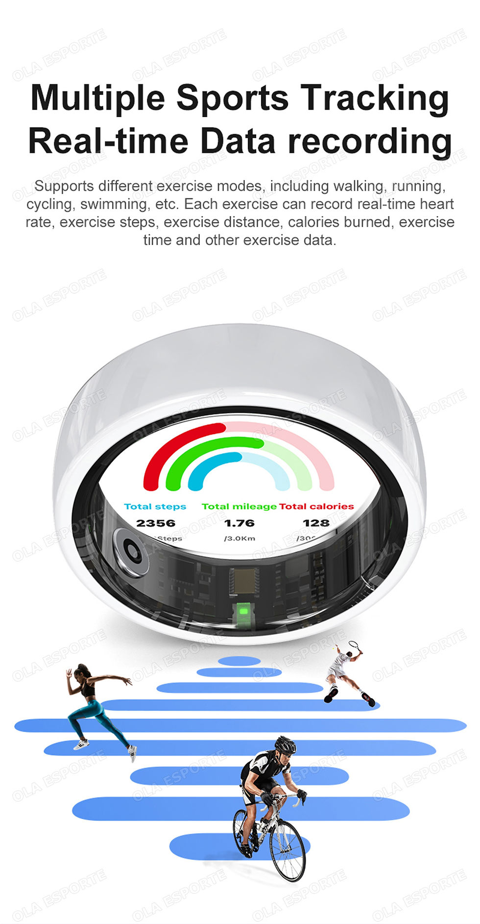 Thumbnail: Smart Couple Ring Bluetooth Connection Multiple Sports Modes Pedometer Fitness R