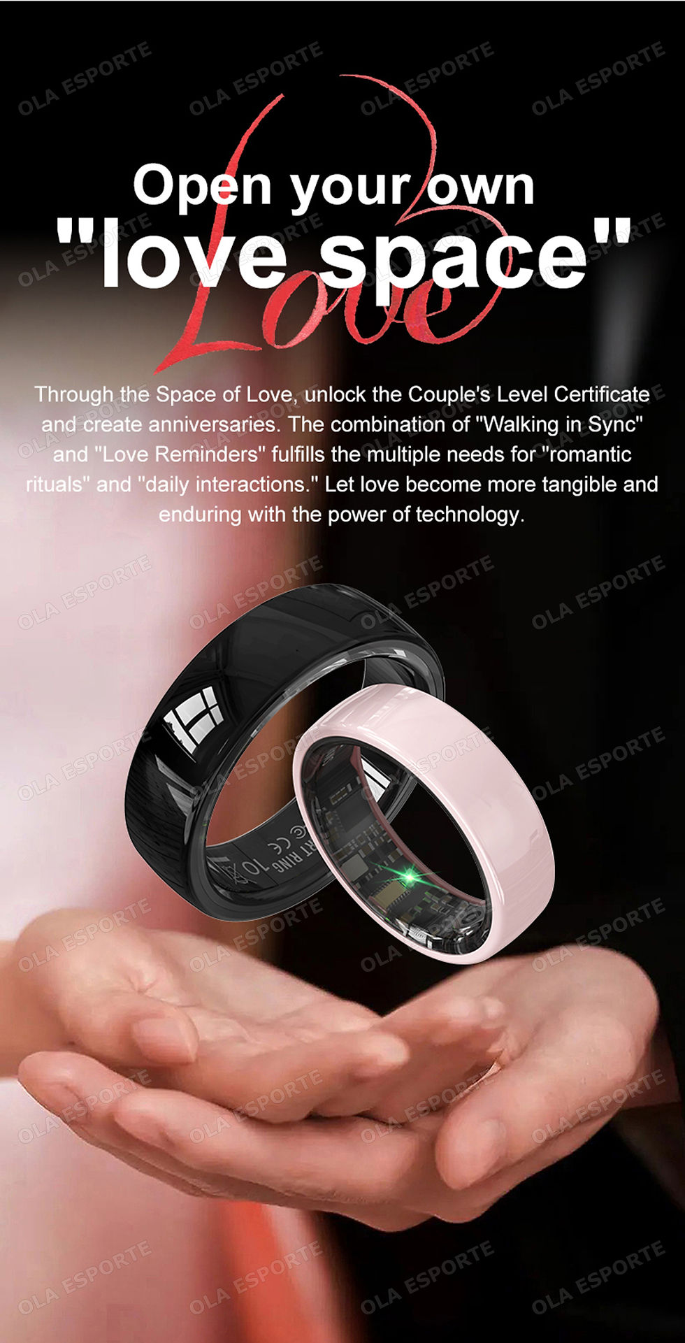 Thumbnail: Smart Couple Ring Bluetooth Connection Multiple Sports Modes Pedometer Fitness R