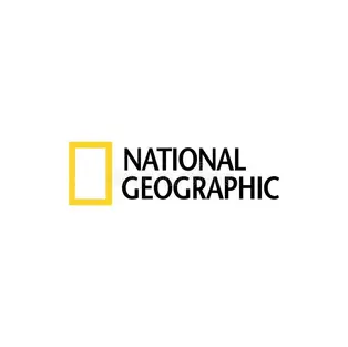 White background with a yellow square and the text "National Geographic"