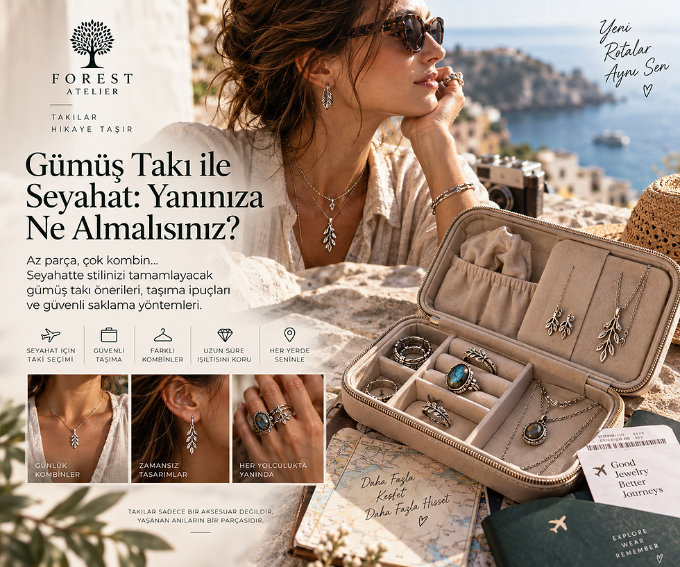 Gümüş takı ile seyahat için kolye, yüzük ve küpe seçimi – Forest Atelier
