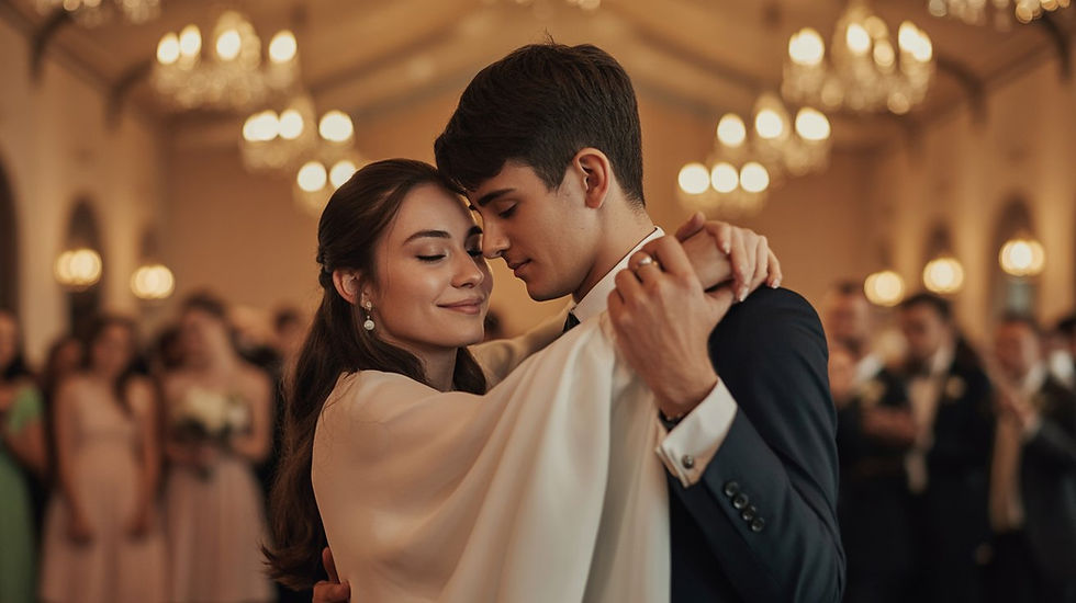 Brautpaar findet seinen individuellen Hochzeitstanz in ruhiger Atmosphäre