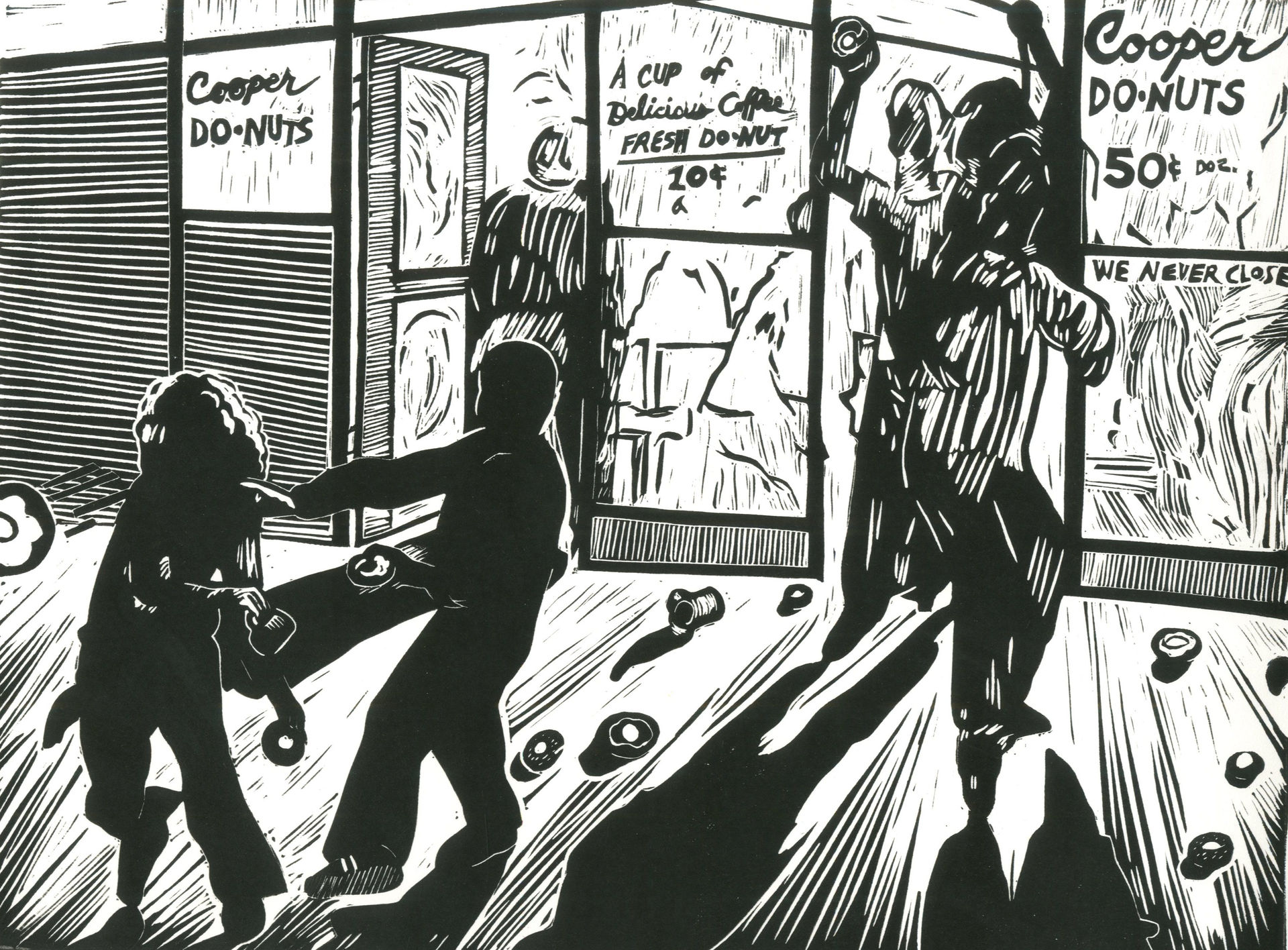 Kalie McGuirl, “Cooper Do-nuts Riot, 1959"