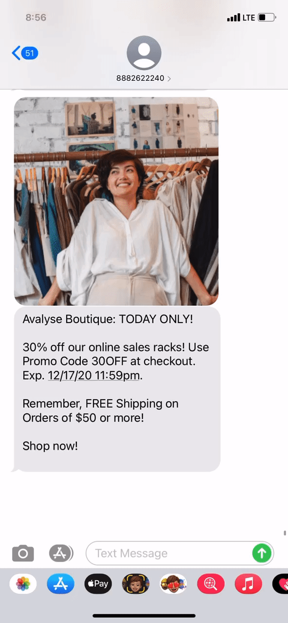 Boutique MMS example with Animated GIF