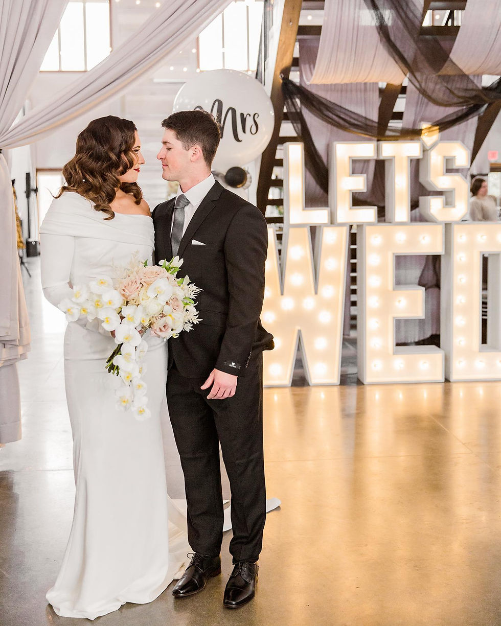 marquee letter rentals for wedding of phrase lets wed