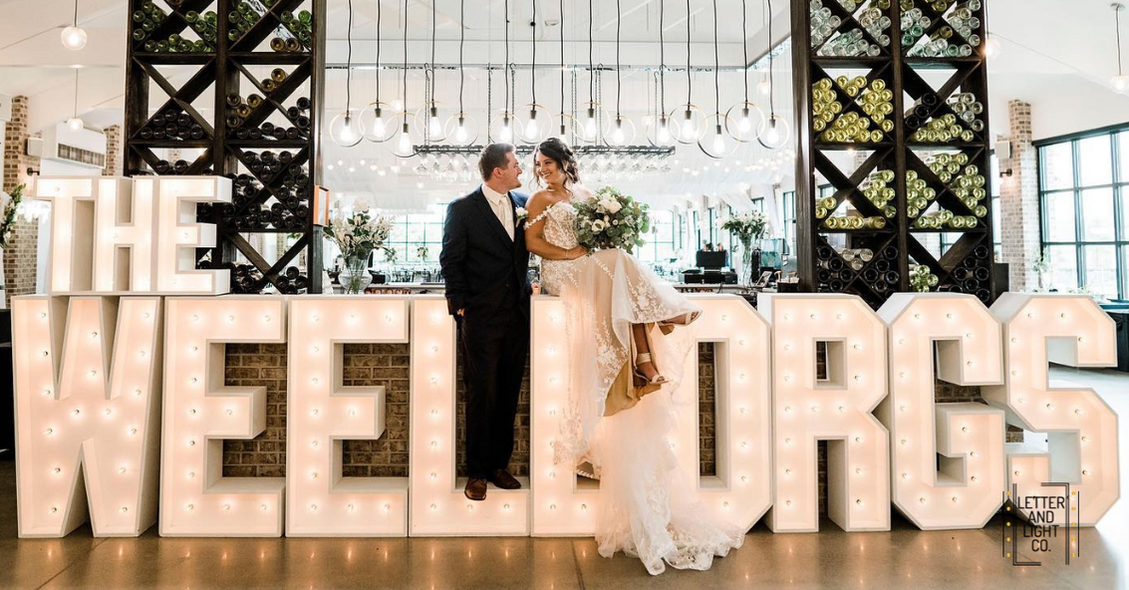 giant marquee rentals salt lake city weddings last name stacked setup the weelborgs
