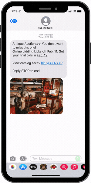 SMS marketing for auctions and estate sales
