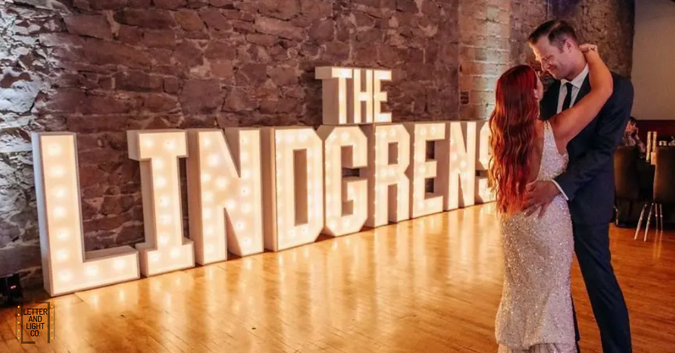 marquee letter rentals for wedding last name on dance floor