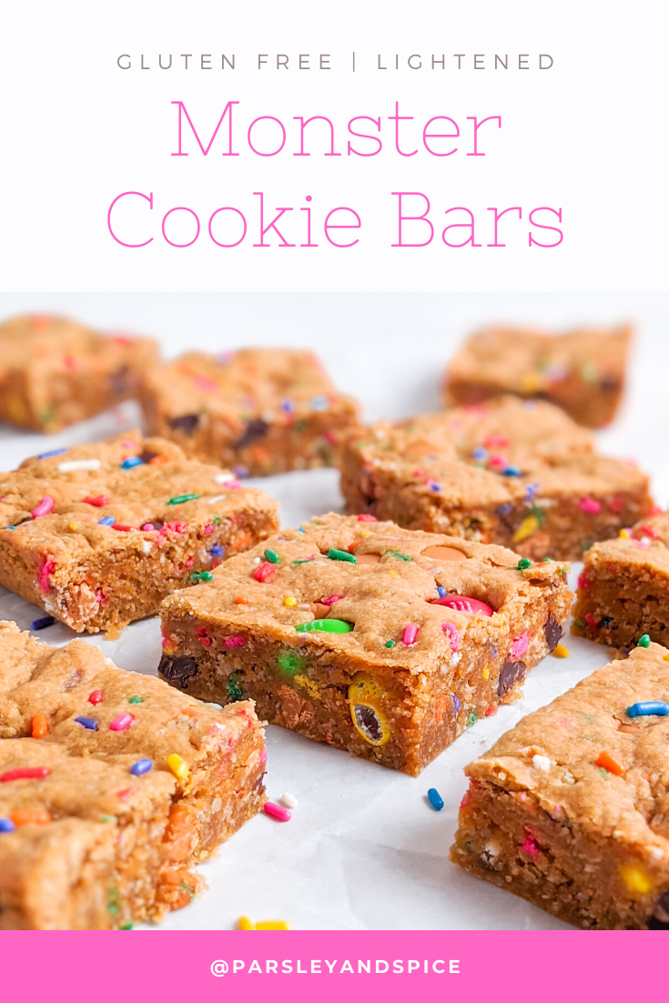 Funfetti Monster Cookie Bars (Gluten Free and Lightened)