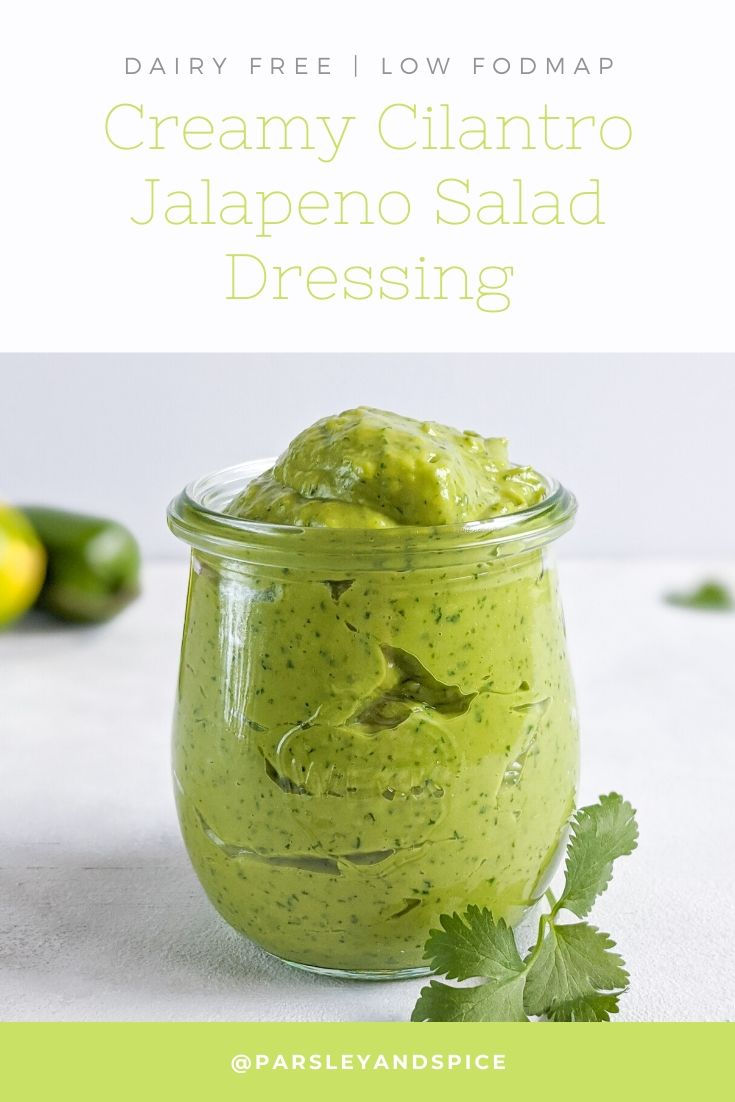 Creamy Cilantro Jalapeno Salad Dressing (Dairy Free and Low FODMAP)
