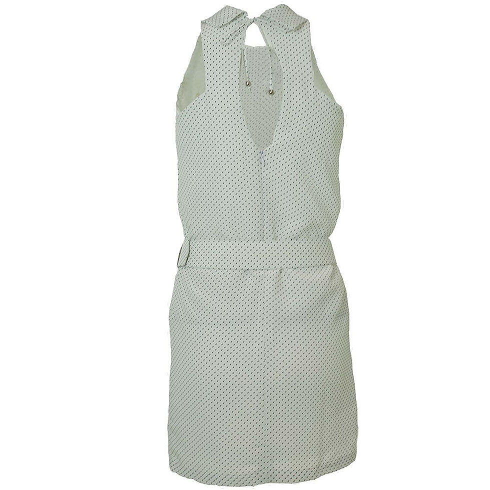 Miniatura: Vestido gola alta branco com estampa poá therelli-moda