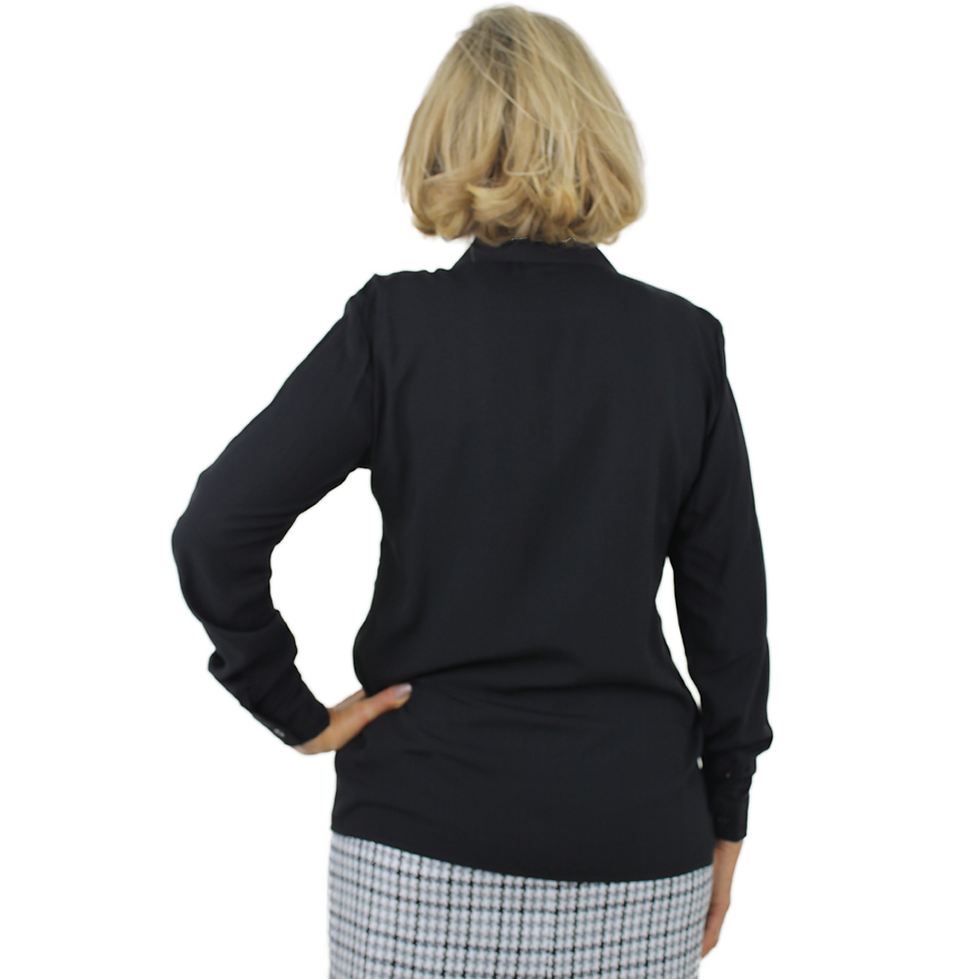 Vestido casual preto de manga comprida therelli-moda