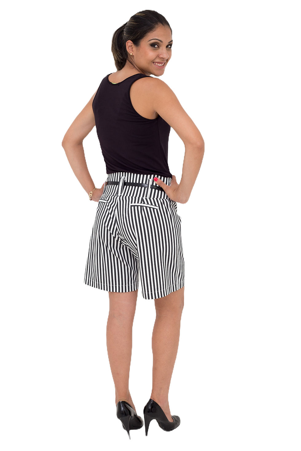 Shorts listrados therelli-moda: vista posterior elegante