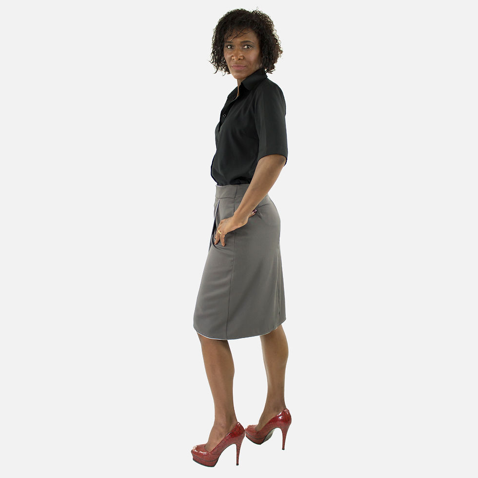 Miniatura: Modelo usando saia lápis cinza, therelli-moda