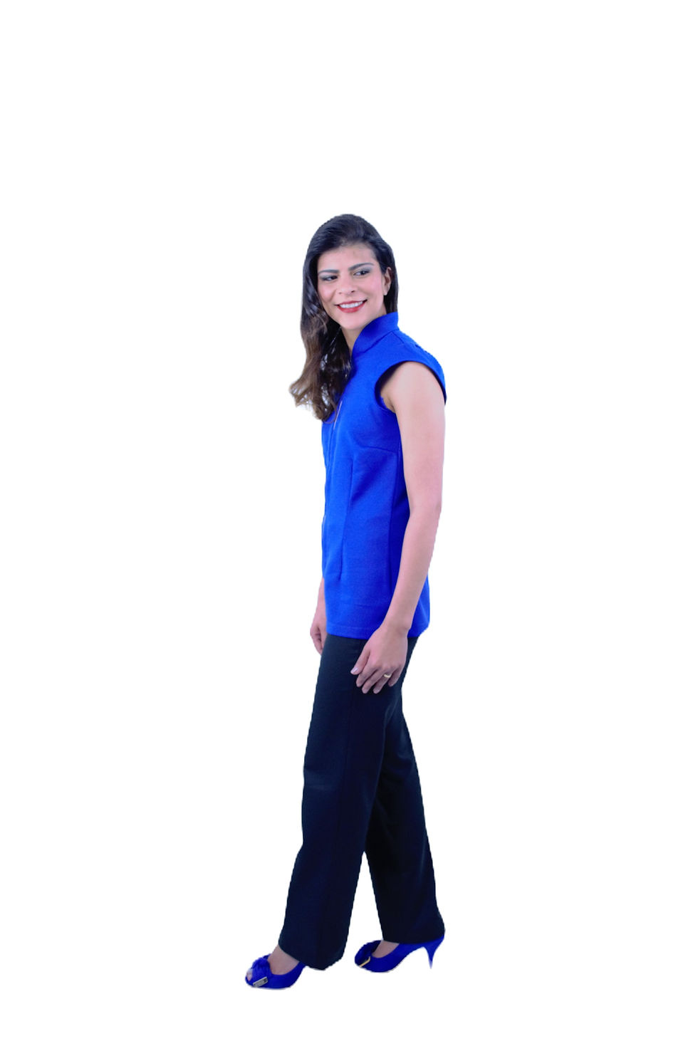Miniatura: Colete azul royal feminino, elegante e moderno.