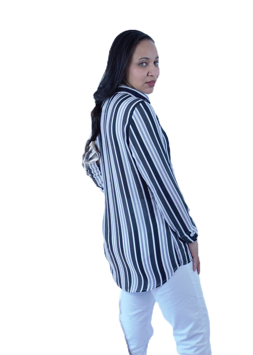 Miniatura: Modelo usando camisa listrada therelli-moda