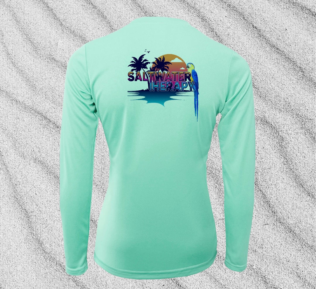 Saltwater Therapy Tropical Paradise Parrot Long Sleeve V-Neck