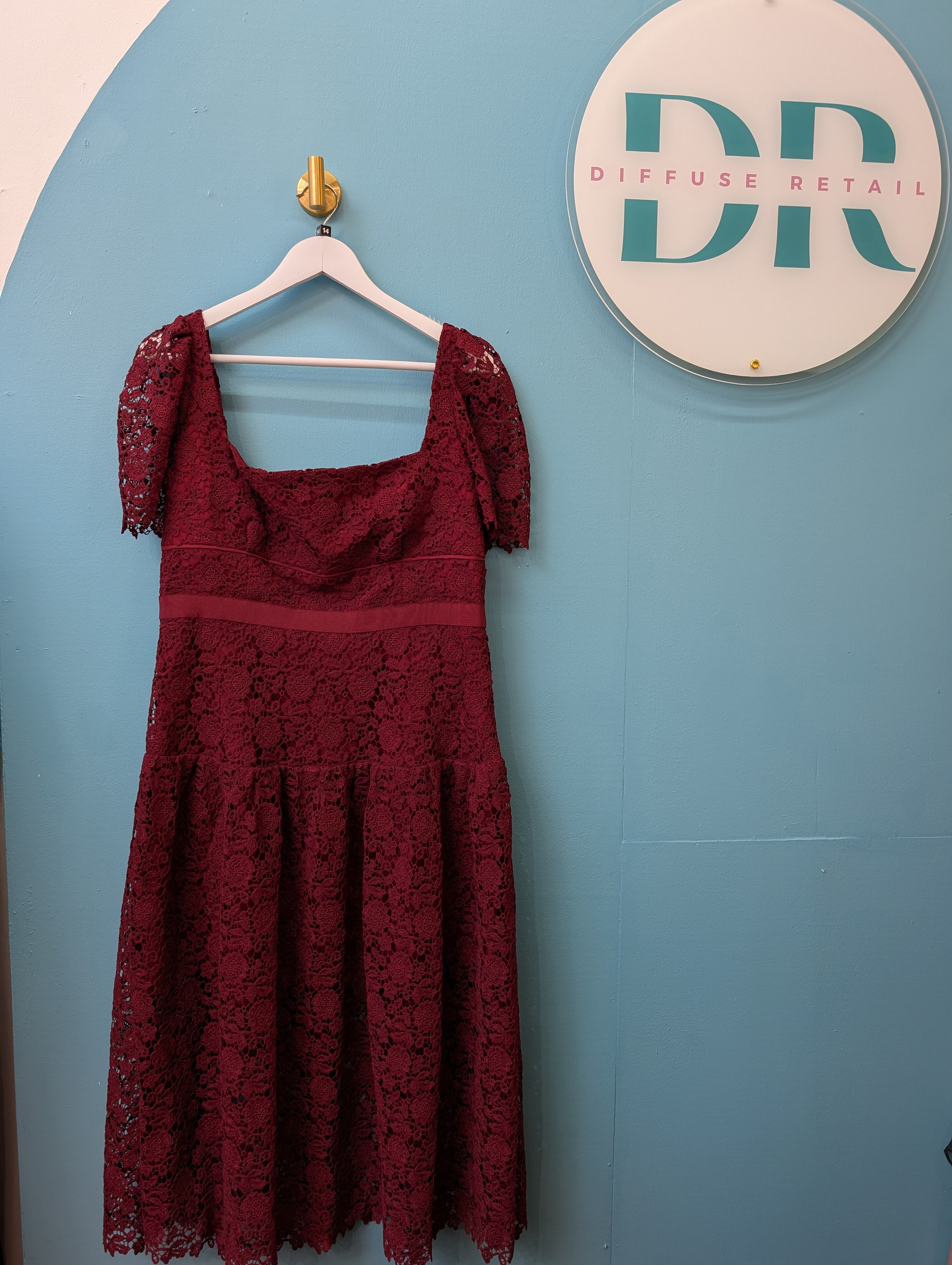 Self Portrait - Burgundy Midi Lace Dress - Size14