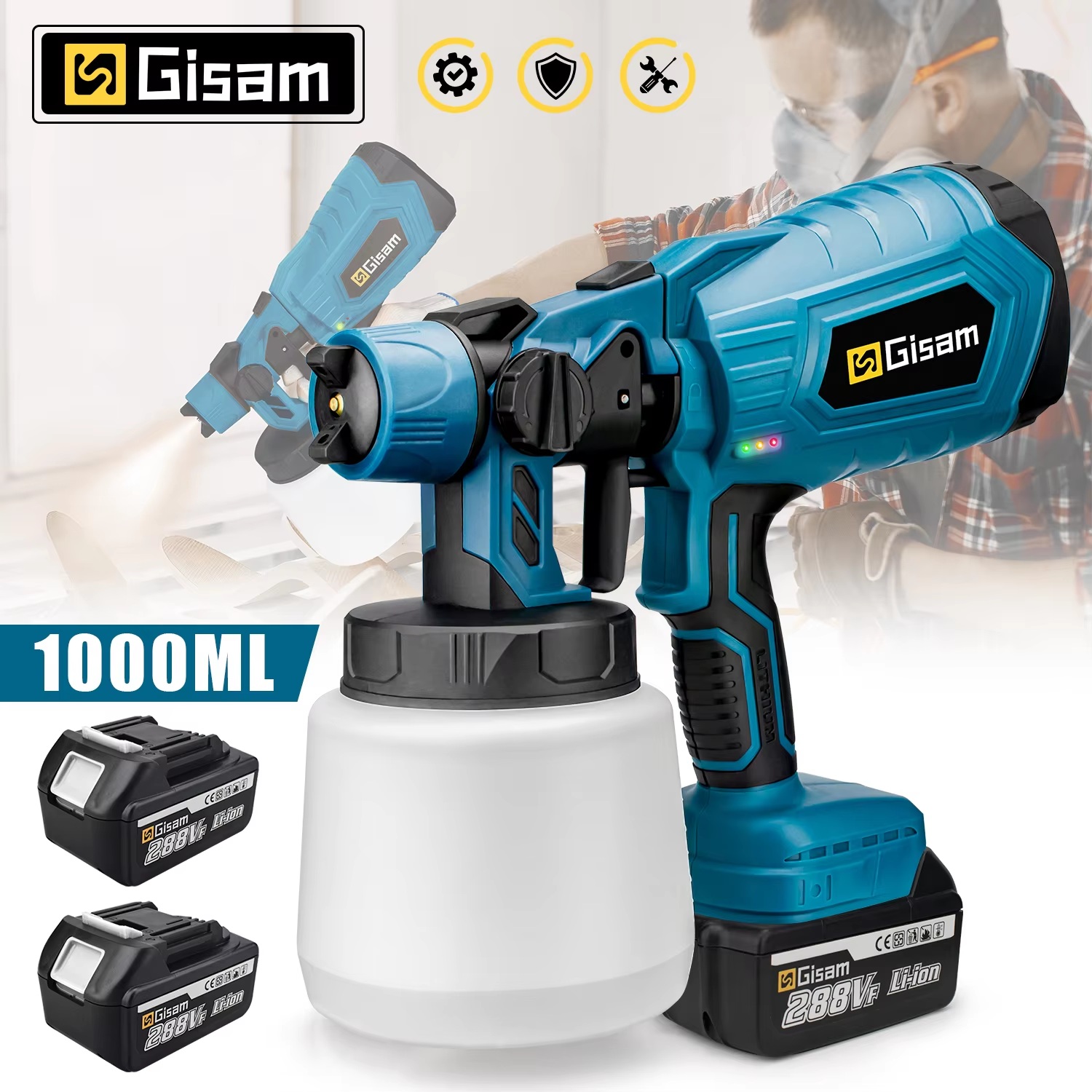 Pistola de pintura inalámbrica Gisam 1000ML: ¿Vale los €28?