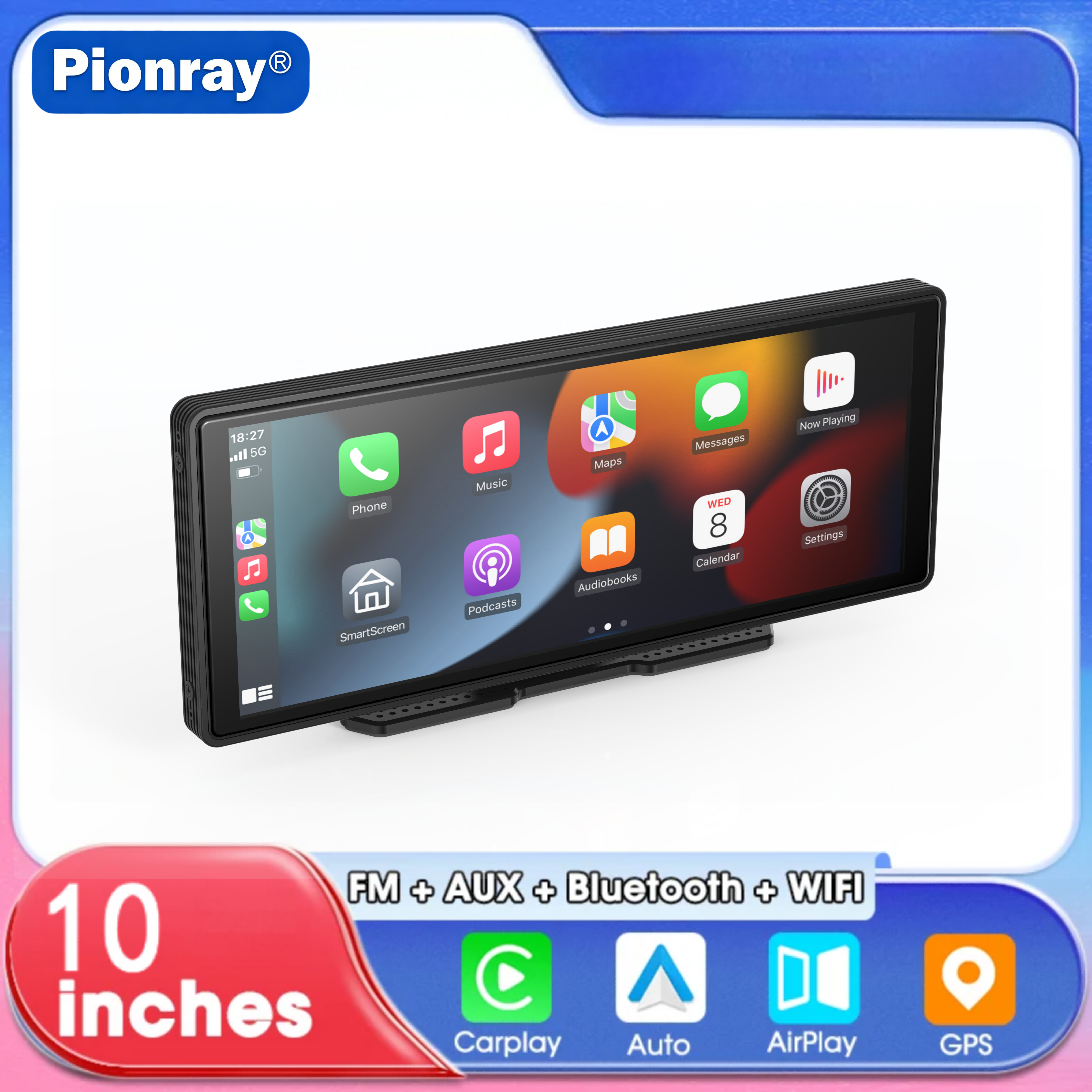 Pantalla multimedia 10" para auto con CarPlay inalámbrico por €47