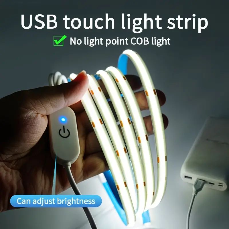 Tira LED COB con Dimmer Táctil - Iluminación USB Flexible