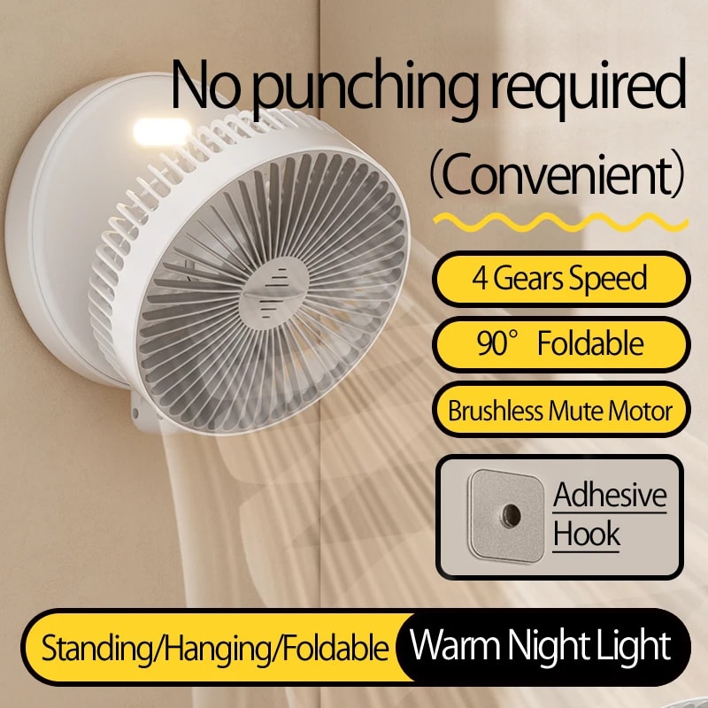 Ventilador portátil 3 en 1 plegable con luz nocturna por €15