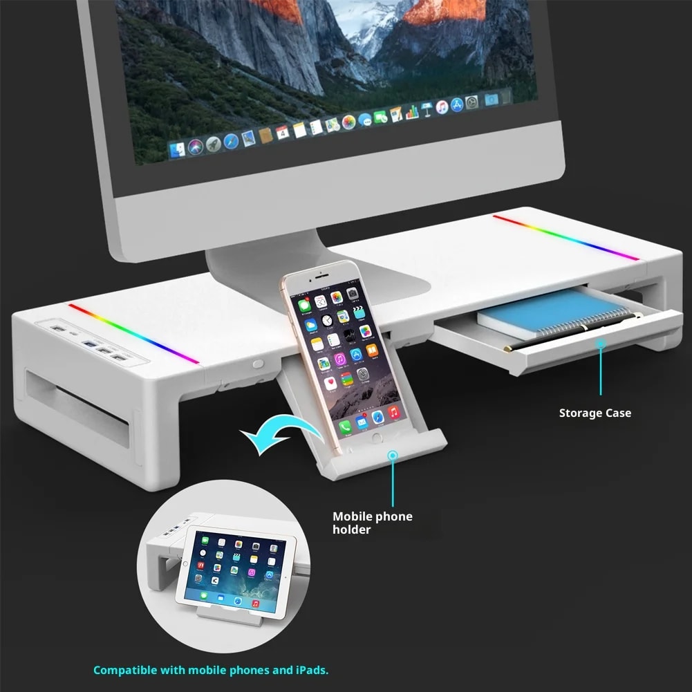 Soporte laptop con hub USB, LEDs y cajón: ¿vale la pena?