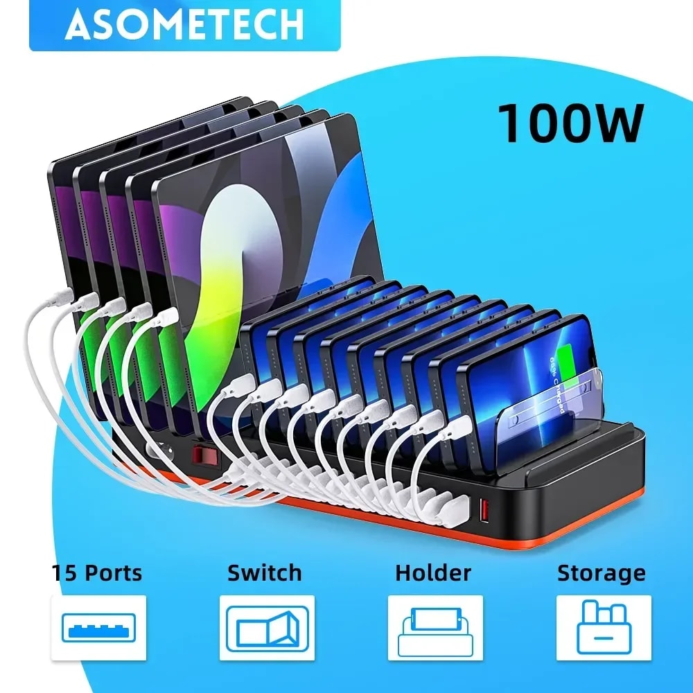 Estación de carga USB de 15 puertos y 100W: ¿vale la pena?