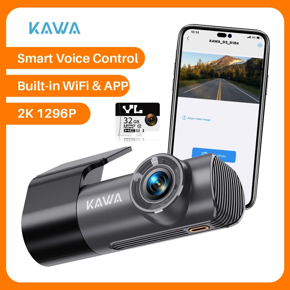 Kawa 2K Dashcam con WiFi y Control de Voz por €25
