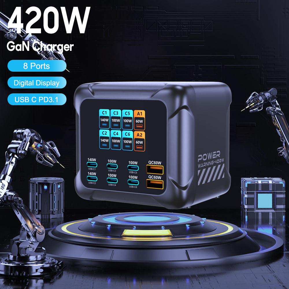 Probé el cargador GaN de 420W con 8 puertos - Mi opinión honesta