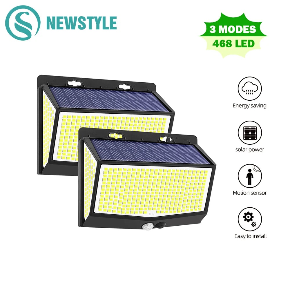 Luz solar exterior con 468 LEDs por menos de 7 euros