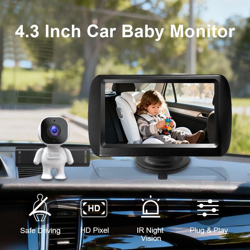 Espejo retrovisor para bebé 4.3" con visión nocturna a mitad de precio