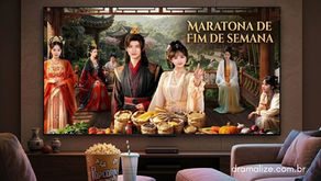 Banner com imagem de mini-dramas chineses recomendados para o fim de semana.