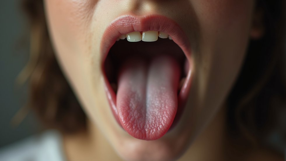 Close-up view of tongue exercises being performed