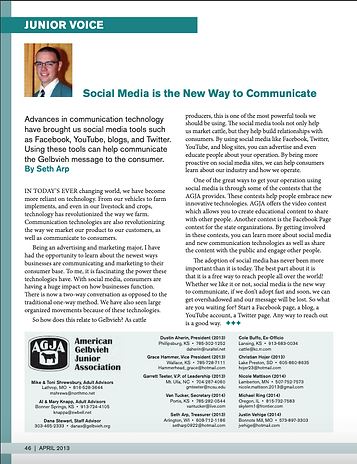 A picture of an article Seth wrote called "Social Media is the New Way to Communicate"