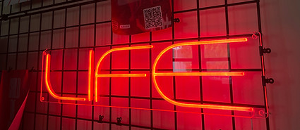 Neon sign that says Life