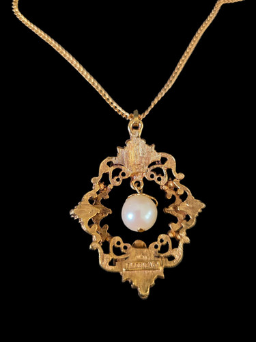 アクセサリー Florentine #5 Ornate Florenza Necklace w/Turquoise, Rhinestones and Pearl