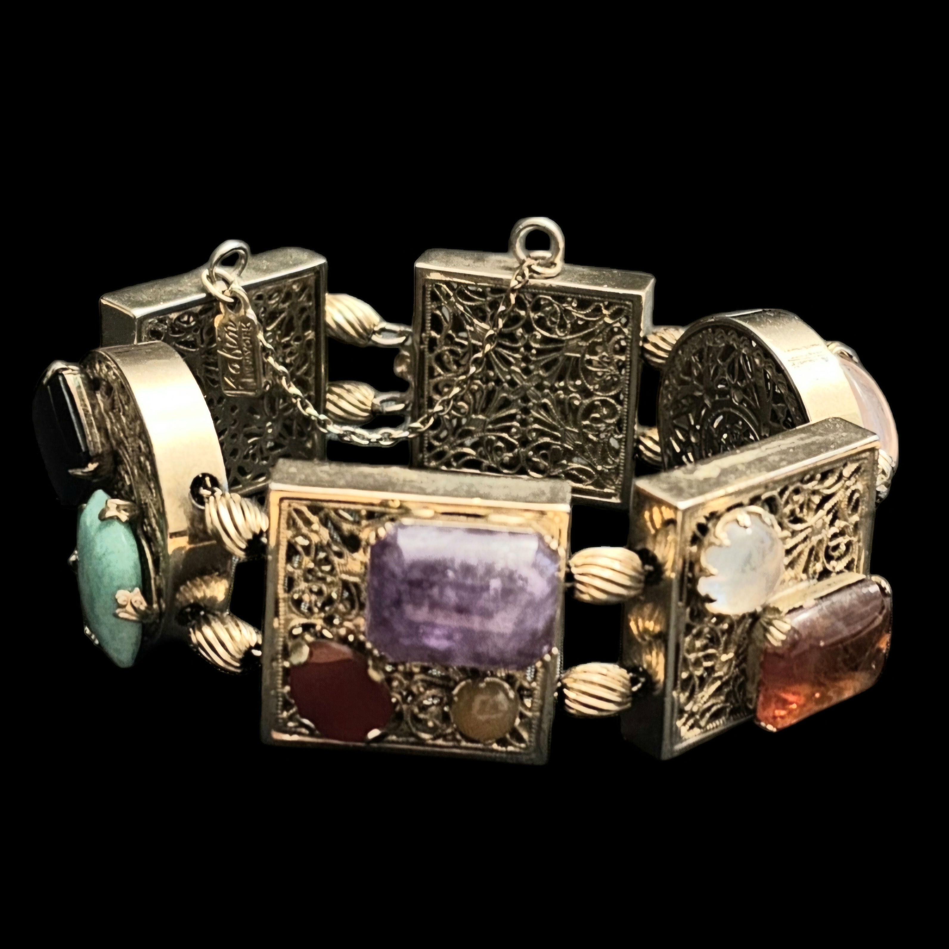 Kafin New York Gem Stone Ornate Panel Bracelet