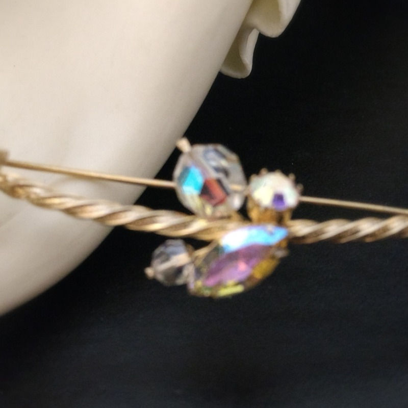 Thumbnail: LARGE Vendome Aurora Borealis Rhinestone Flower Pin