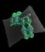 Lucite Green & Teal Faceted Bead Wire Wrap Bracelet - back view