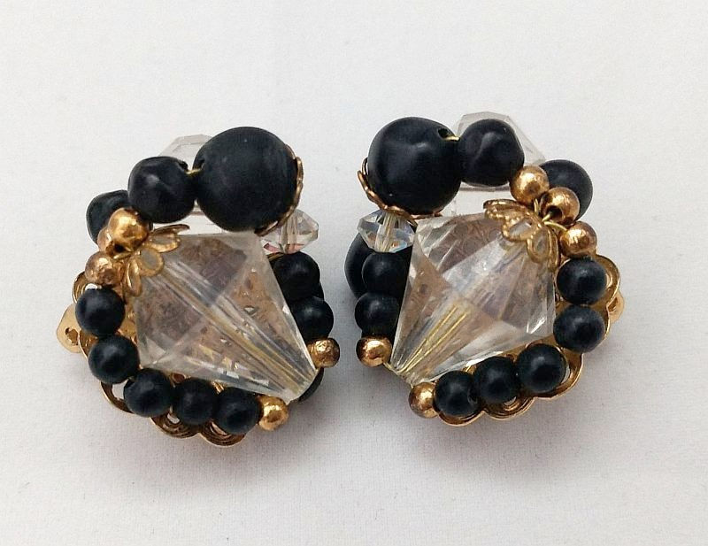 Judy Lee Clear & Black Earrings