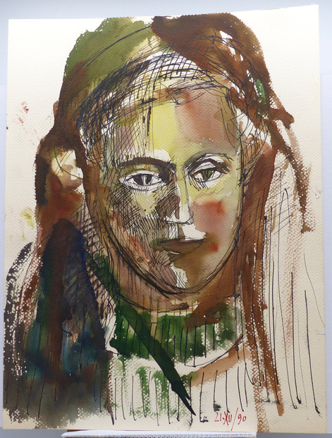 "portrait", 1992
Encre de chine et encre de couleurs sur papier.
35 x25 cm
