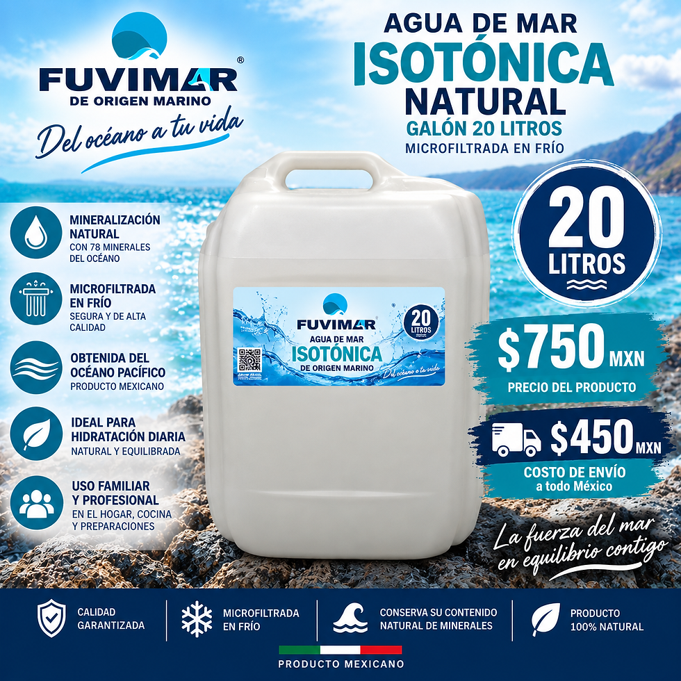Agua de Mar Isotónica Natural FUVIMAR en galón de 20 litros