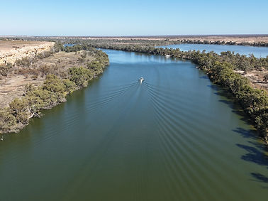 Boat cruising the Murray River SA