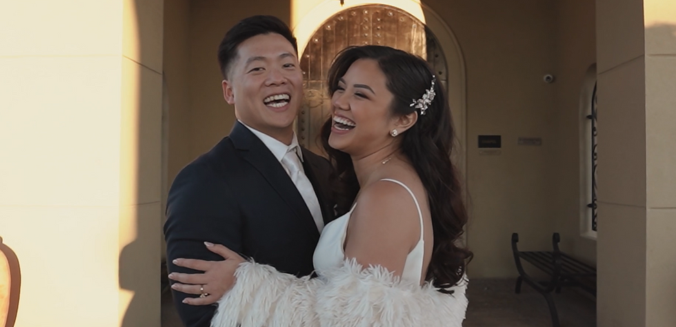 a bride and groom share a loving moment at Stoney Ridge Villa wedding venue in Azle, Texas