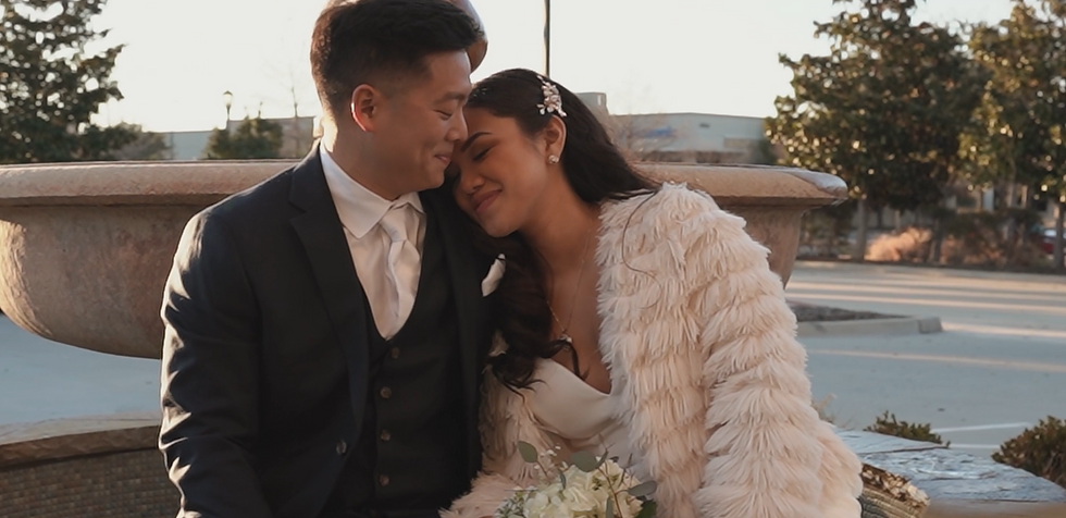a bride and groom share a loving moment at Stoney Ridge Villa wedding venue in Azle, Texas