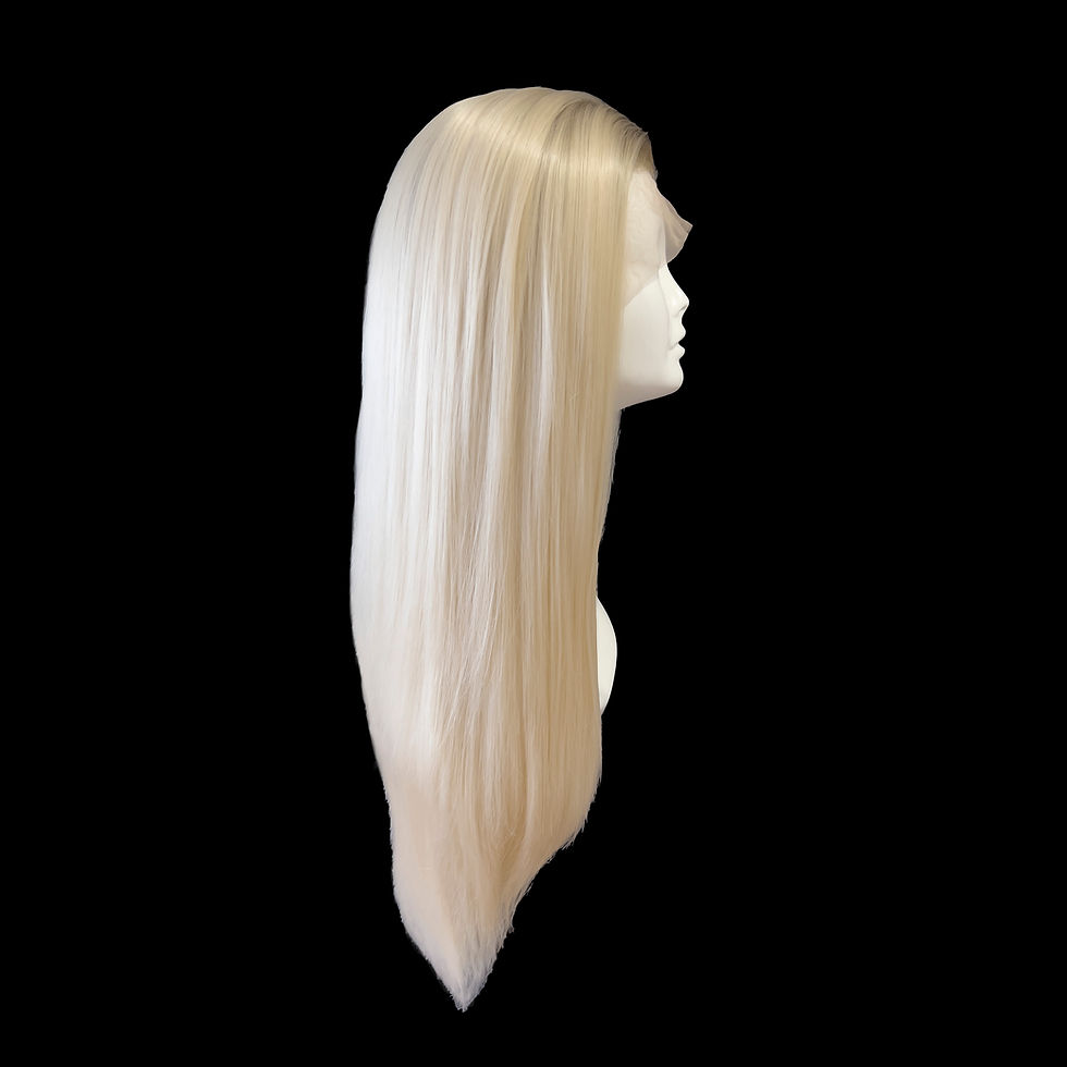 サムネイル： 240% Extra Volume 22 inch Straight Synthetic Lace Front Wig(Dark Roots P-Blonde)