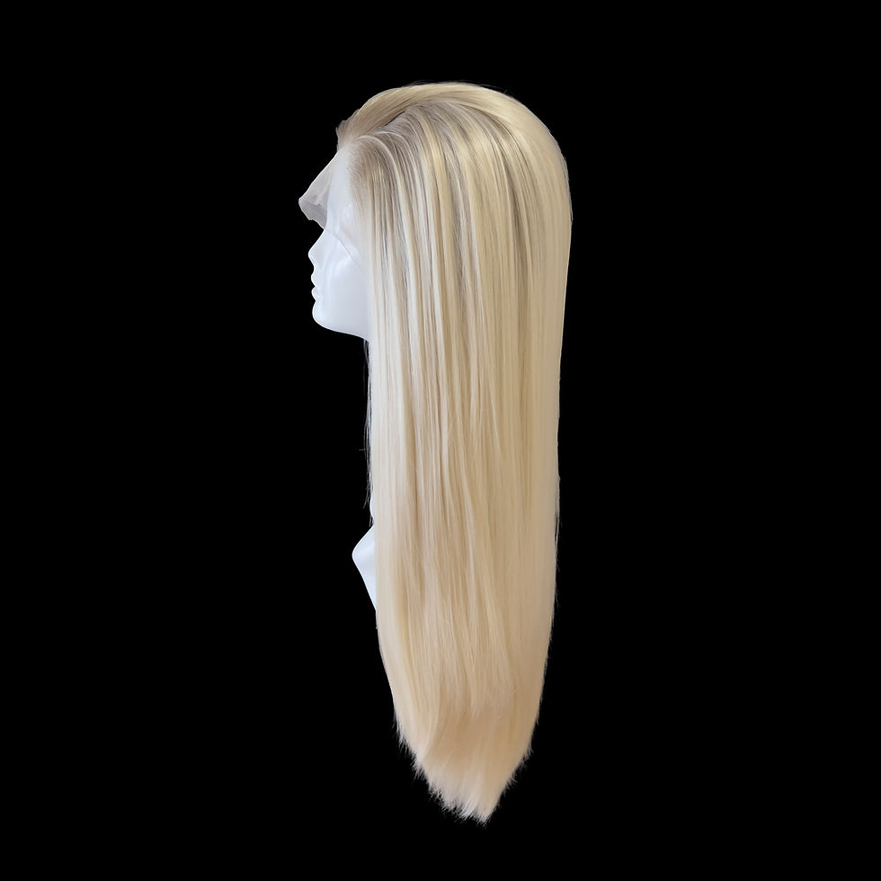 Thumbnail: 240% Extra Volume 22 inch Straight Synthetic Lace Front Wig(Dark Roots P-Blonde)